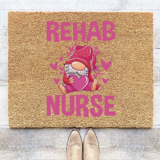 Cute Rehab Nurse Gnome Design Physical Therapy Coir Doormats