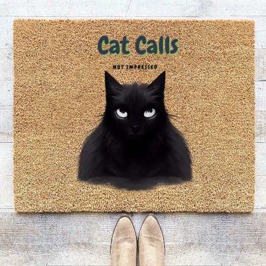 Cool Cat Not Interested in Cat Calls Coir Doormats