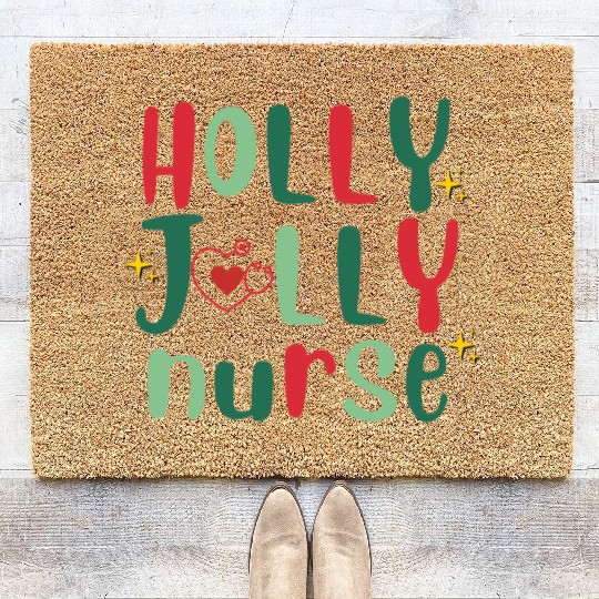 HOLLY JOLLY NURSE4 Coir Doormats