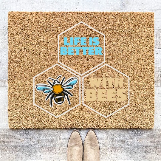 Beekeeper Bees Insects Flowers Bee Lover Plants Coir Doormats