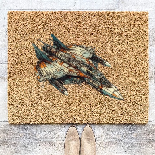 Sci fi FIghter jet Coir Doormats