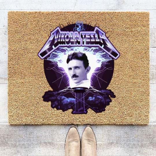 Nikola Tesla Heavy Metal Electricity by gnarly Coir Doormats