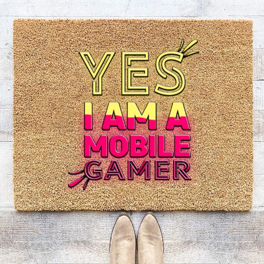 'Yes, I am a Mobile Gamer' - (Red/Yellow) Design Coir Doormats
