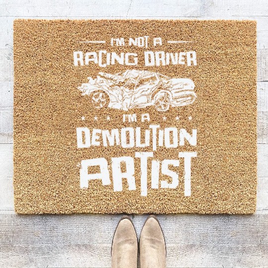 Demolition Derby Car Demo Driver Coir Doormats