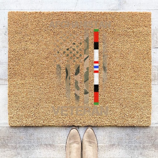 Afghanistan Veteran American US Flag Proud Army Mi Coir Doormats