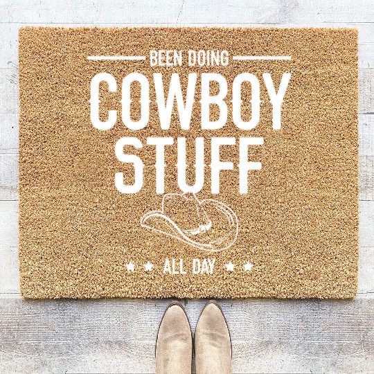 Been Doing Cowboy Stuff All Day Bull Rider Rodeo Coir Doormats