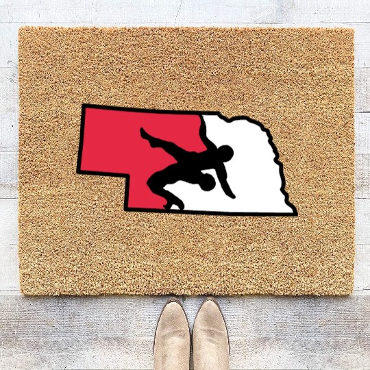 Nebraska Wrestling (State Colors) Coir Doormats