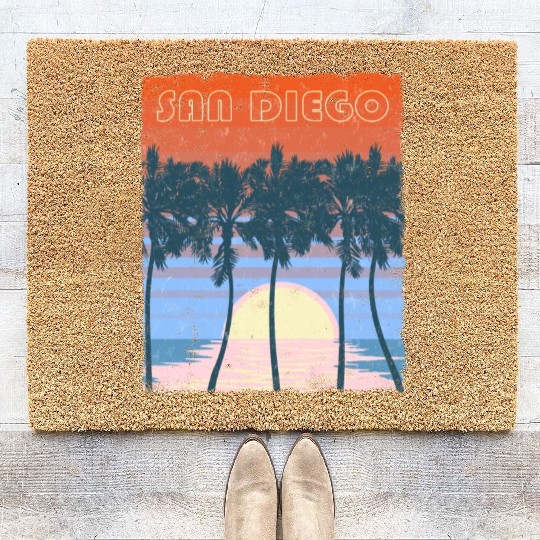 San Diego Beach Family Vacation Keepsake Coir Doormats