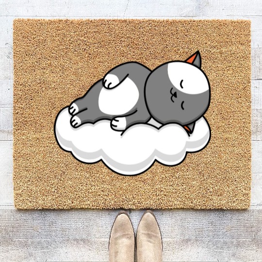 Cat Lover Cat Sleeping On Cloud Coir Doormats