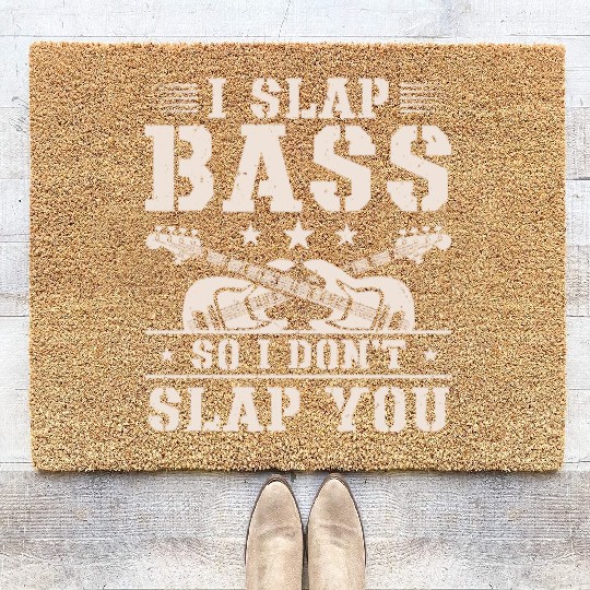 Bassist Slapping Bass Guitar Musician Coir Doormats