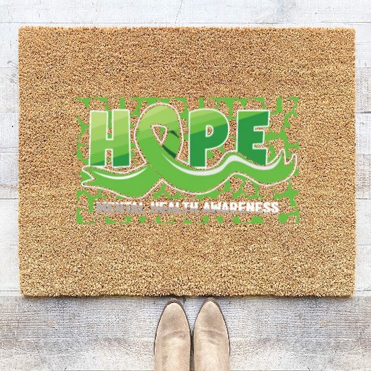 In May Green Hope Mental Health Awareness Month Coir Doormats