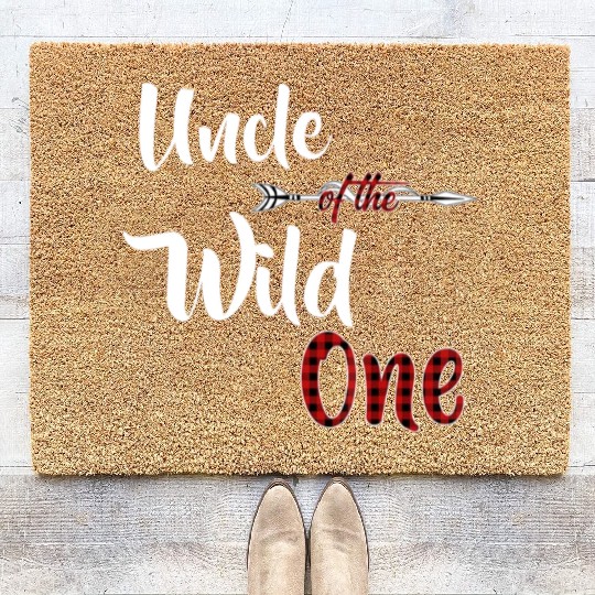 Uncle of the Wild One Plaid Lumberjack 1st Coir Doormats