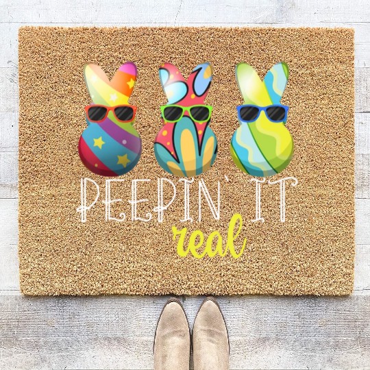 Peepin 39 It Real Happy Easter Bunny Egg Hunt Coir Doormats