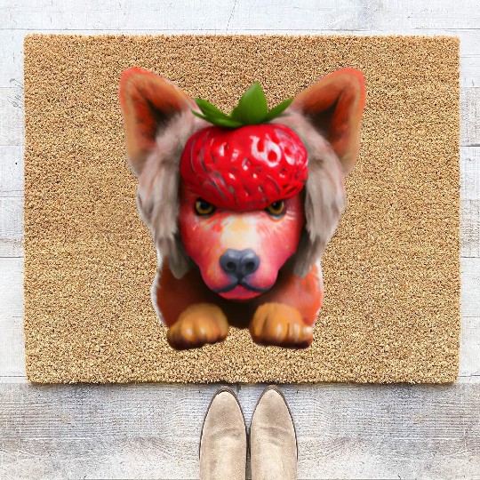 Strawberry dog dog Coir Doormats