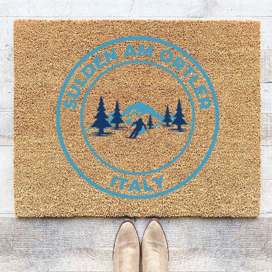 Retro cool Skiing in Sulden Am Ortler Italy Coir Doormats