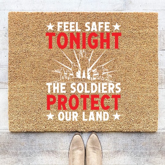 Soldier feel safe tonight military army veteran Coir Doormats