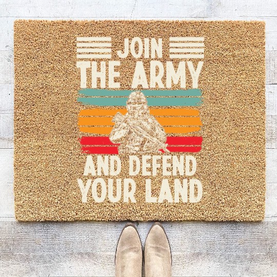Soldier join army defend your land military Coir Doormats