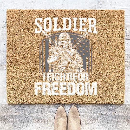 Soldier i fight for freedom military army veteran Coir Doormats