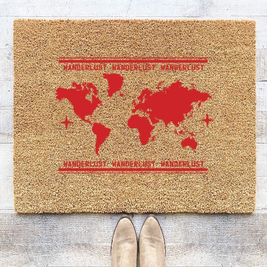 Vacation Explore Holidays World Map Wanderlust Coir Doormats