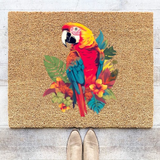 Macaw Parrot for a Bird Lover Animal Lover Coir Doormats