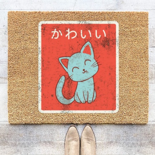 Vintage Japanese Kawaii Cat Cool Japanese Cats Coir Doormats