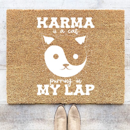 Karma is a Cat Purring in My Lap Witchcraft Tarot Coir Doormats