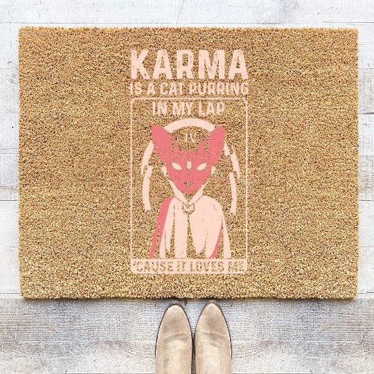 Karma is a Cat Purring in My Lap Tarot Card Coir Doormats