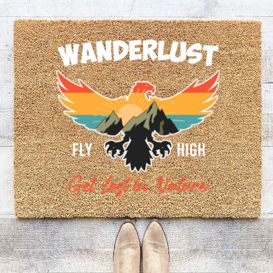 Wanderlust Mountaineer Hiking Mountain love Coir Doormats