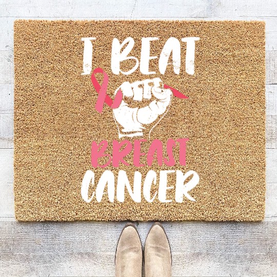I Beat Breast Cancer Survivor Breast Cancer Coir Doormats