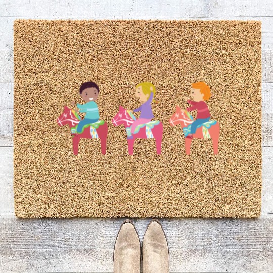 Sverige Sweden Swedish Dala Horse Dalecarlian Coir Doormats