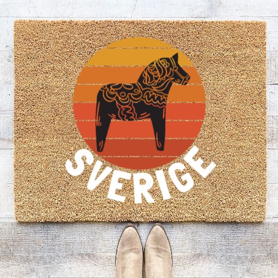 Sverige Sweden Swedish Dala Horse Dalecarlian Coir Doormats