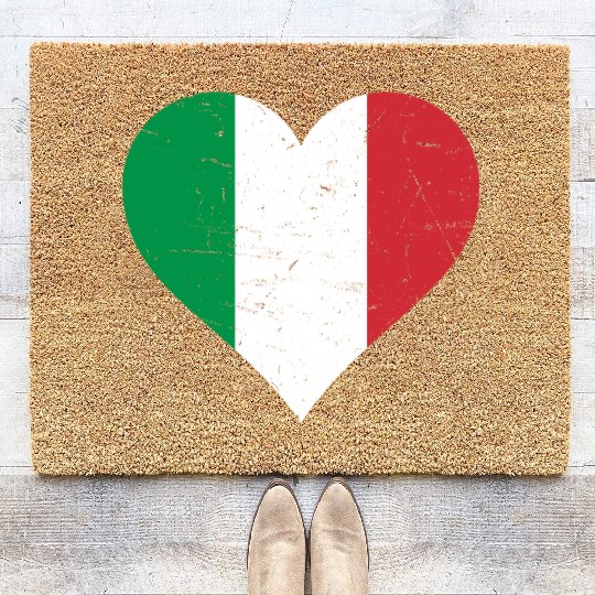 Italy Heart Vintage Flag Italy Love Coir Doormats