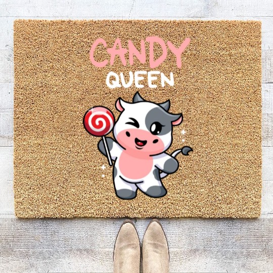 Candy Queen I Lollipop I Cow I Kids I Candy Coir Doormats
