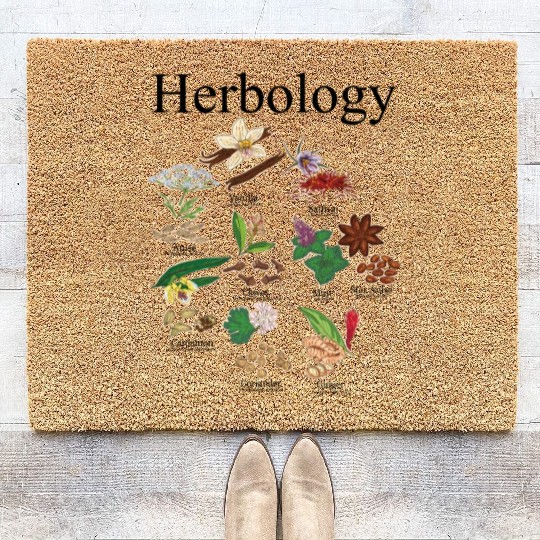 Herbology Plant Lady Herb Flower Garden Herbology Coir Doormats