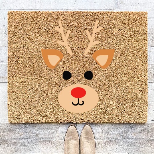 Rudolph Red Nosed Reindeer Antlers Deer Christmas Coir Doormats