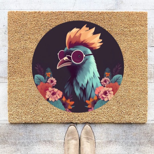 80s 90s Style Retro Chicken Lovers Coir Doormats