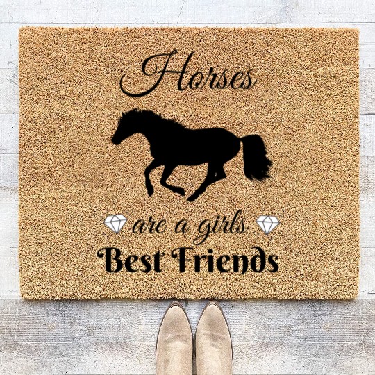 Horses Girls Best Friends Riding Equestrian Coir Doormats