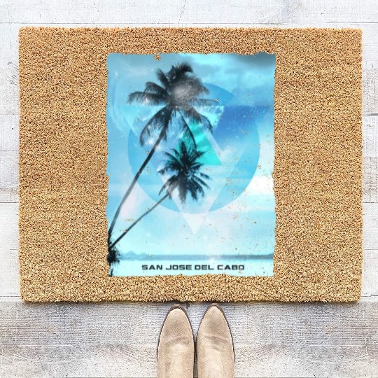 Artistic San Jose Del Cabo Mexico Palm Tree Coir Doormats