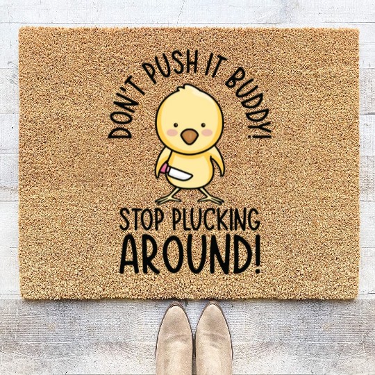 Mean Pet Cute Chicken Plucking Bird Chicken Lover Coir Doormats