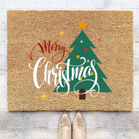 Merry Christmas Tree Snowflakes Ornaments Winter Coir Doormats