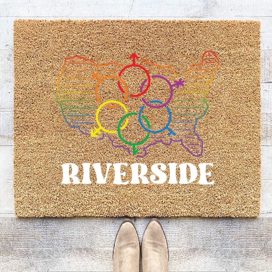 Riverside Pride Month Pride Flag LGBT Community LG Coir Doormats