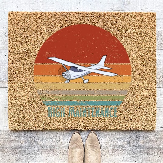 Retro Small Aircraft - High Maintenance Coir Doormats