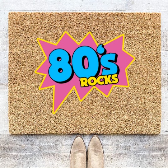 90s 80s Rocks Neon Rubic Cube Cassette Tape Coir Doormats