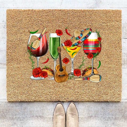 Mexico Wine Tequila Cinco De Mayo Mexican Fiesta Coir Doormats
