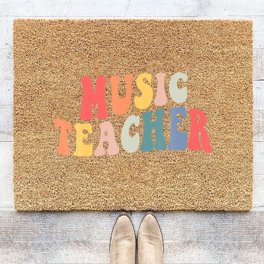 Groovy Music Teacher Team Back To School Coir Doormats
