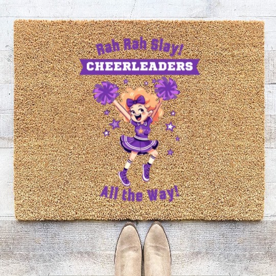 Rah Rah Slay Cheerleaders all the Way Cheer Design Coir Doormats
