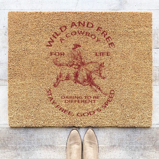Wild and free A cowboy Coir Doormats