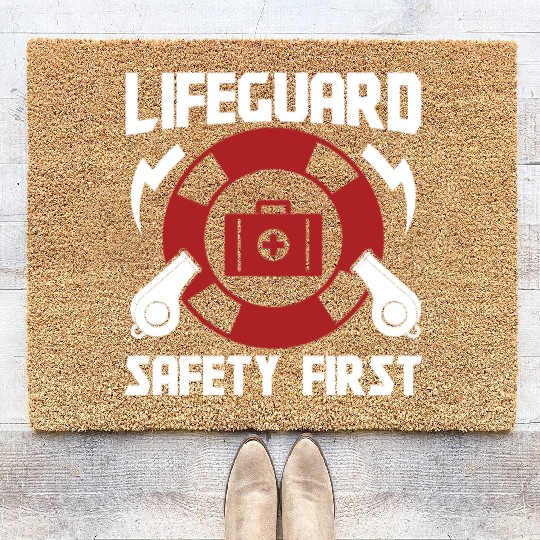 Lifeguard safety first pool guard sea rescuer Coir Doormats