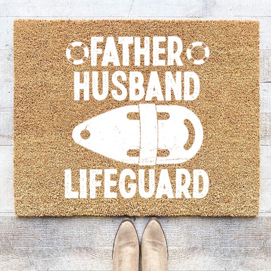 Father husband lifeguard swimming pool guard Coir Doormats