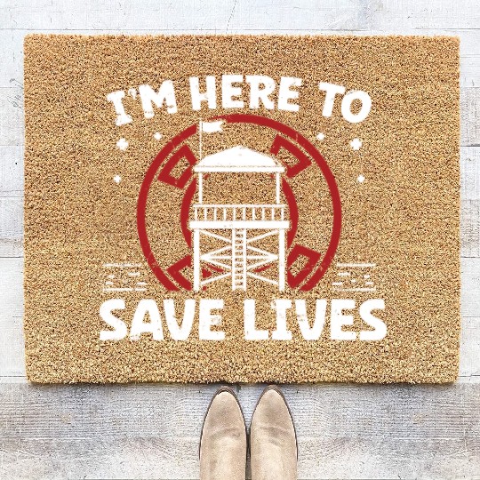 Lifeguard here to save lives swimming pool guard Coir Doormats